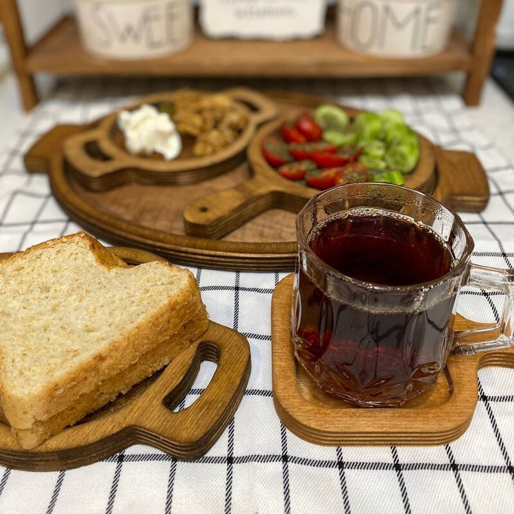 زیر لیوانی چوبی مربع یا گرد دسته دار - 4 عددی