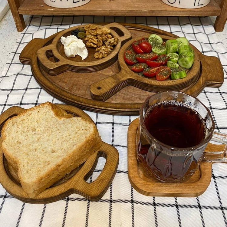 زیر لیوانی چوبی مربع یا گرد دسته دار - 4 عددی