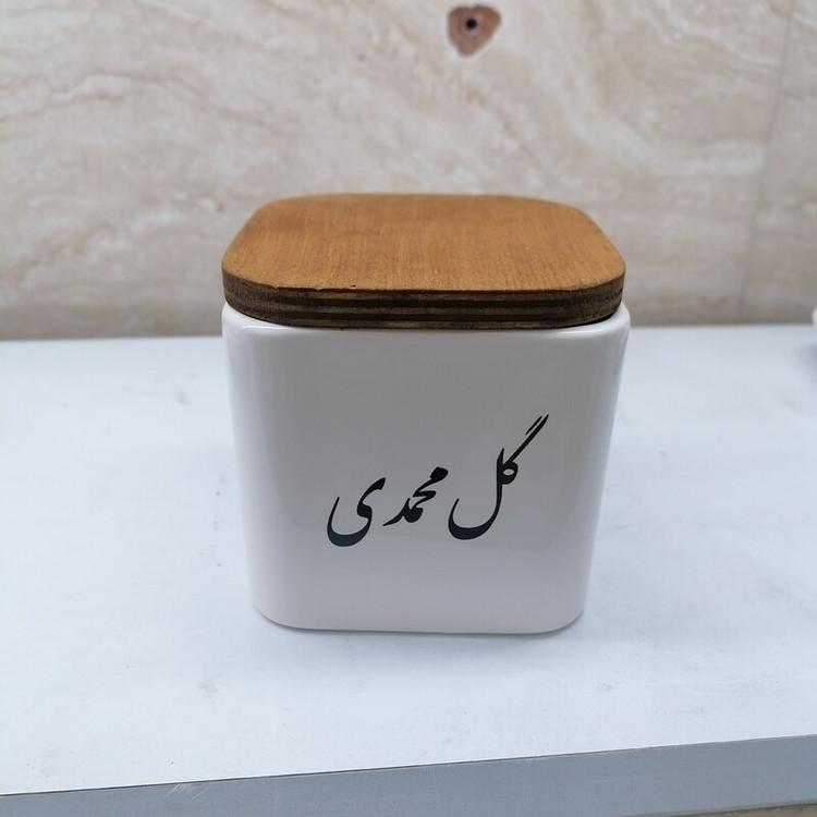 بانکه ادویه سرامیکی مربع سایز مینی پک هشت عددی