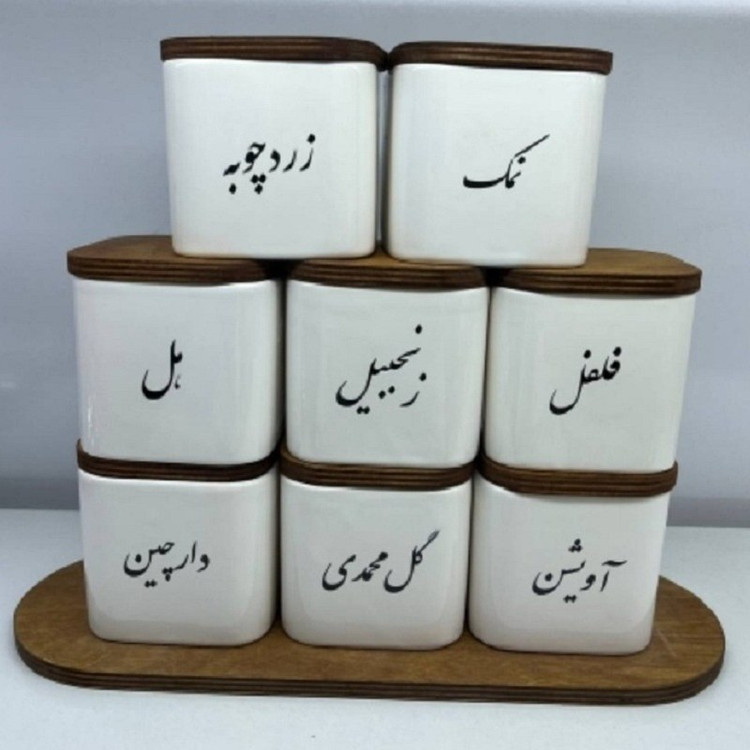 بانکه ادویه سرامیکی مربع سایز مینی - زنجبیل