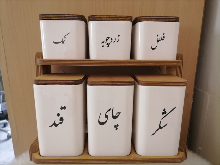 عکس محصول استند چوبی دو طبقه طرح مربع - دکوری و تزئینی