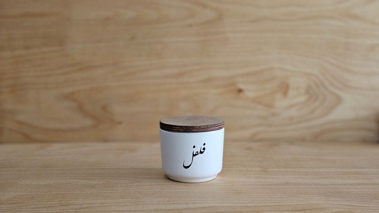 جا ادویه سرامیکی استوانه کوتاه پک 6 عددی - زعفران - آویشن - هل - دارچین - زنجبیل - گل محمدی