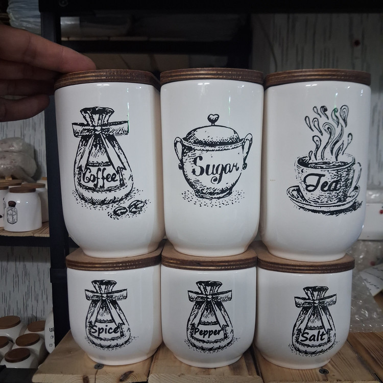 بانکه سرامیکی پایه دار طرح آسا پک 6 عددی