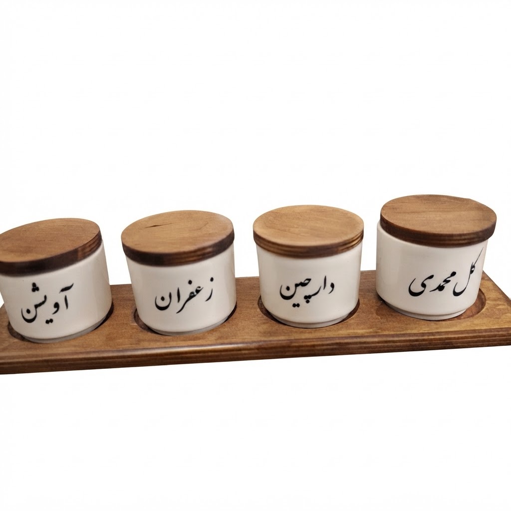 زیره چوبی رنگ شده چهارتایی