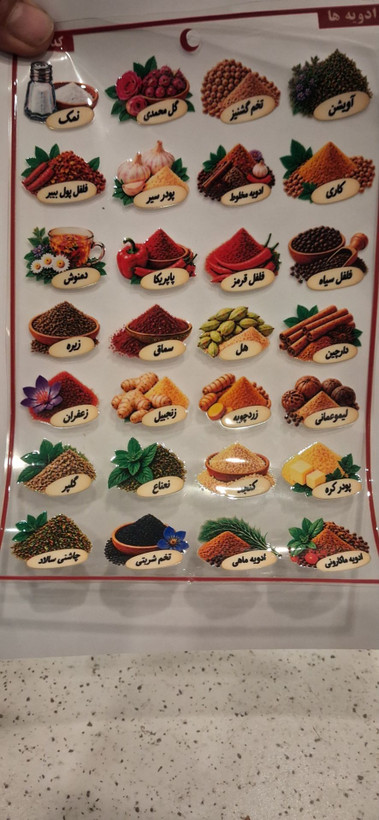 لیبل ادویه تصویری رنگی برجسته مکارتی